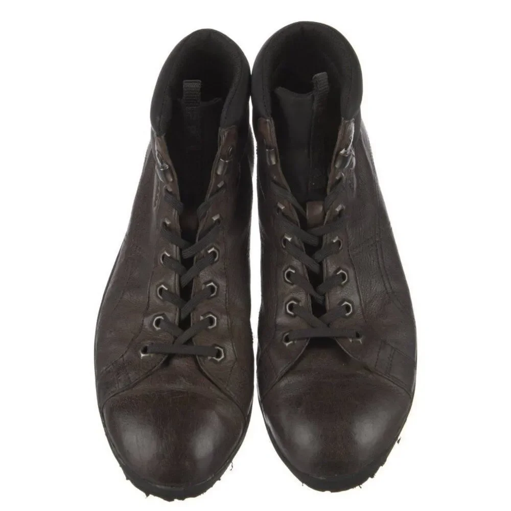 Prada Sport Authentic Mens Brown Leather High Top Ankle Boots Sneakers 7 - Picture 3 of 9